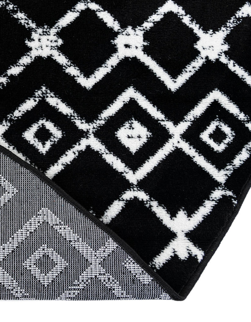 Marrakech Lattice Collection Area Rug - Medina (Black) Round Black  lifestyle 15