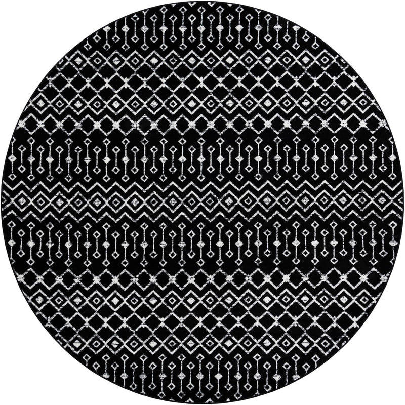 Marrakech Lattice Collection Area Rug - Medina (Black) Round Black Main