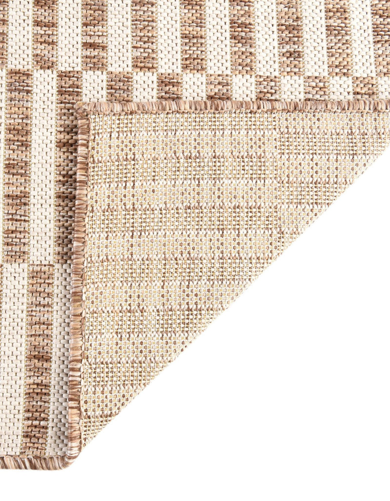 Patio Stripe Harmony Collection Area Rug - Cabana (Taupe) Square Taupe  lifestyle 7