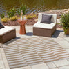 Patio Stripe Harmony Collection Area Rug - Cabana (Taupe) Square Taupe  lifestyle 13