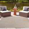 Patio Stripe Harmony Collection Area Rug - Cabana (Taupe) Square Taupe  lifestyle 14