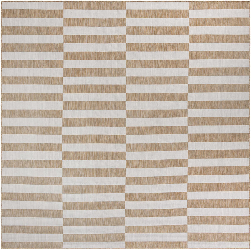 Patio Stripe Harmony Collection Area Rug - Cabana (Taupe) Square Taupe Main