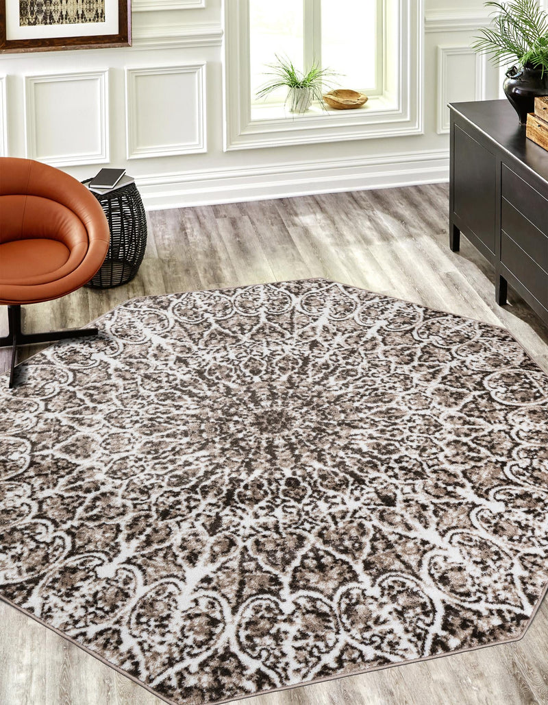 Riviera Elegance Collection Area Rug -  Eze Octagon Brown  lifestyle 0