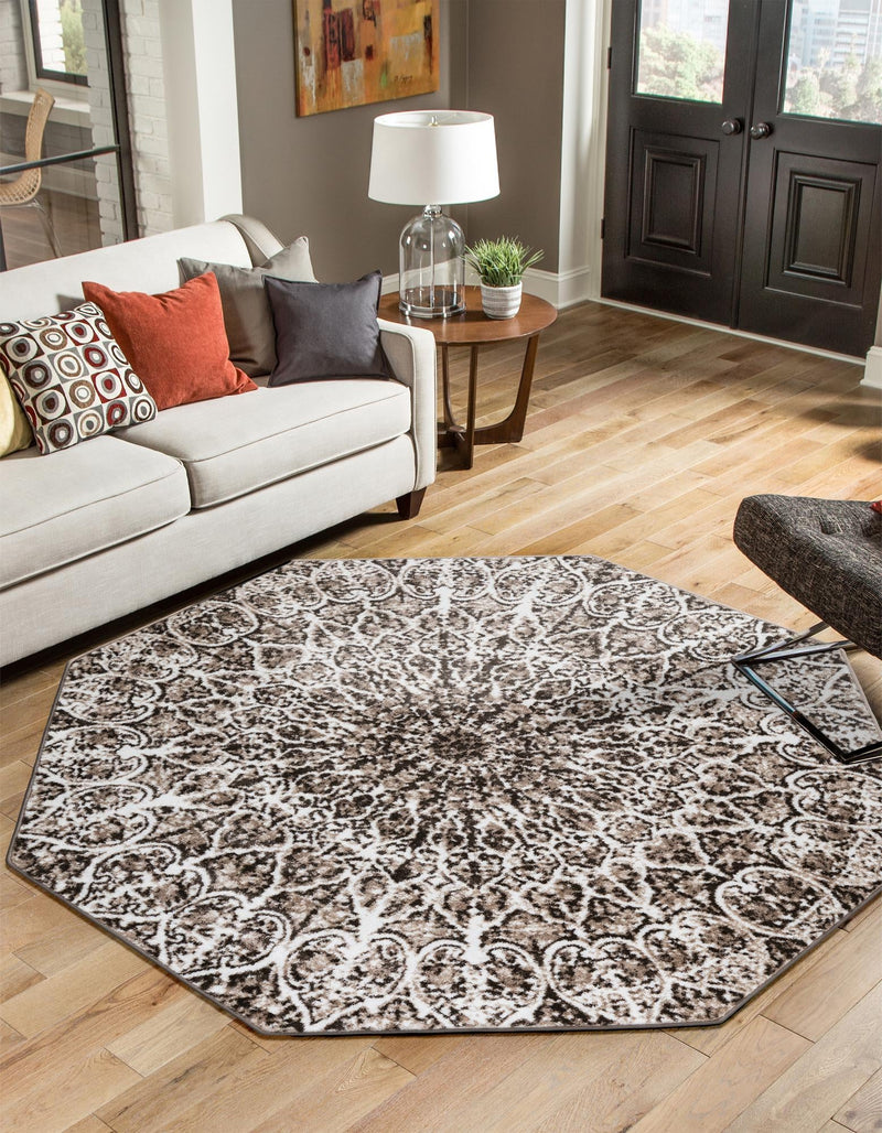 Riviera Elegance Collection Area Rug -  Eze Octagon Brown  lifestyle 3