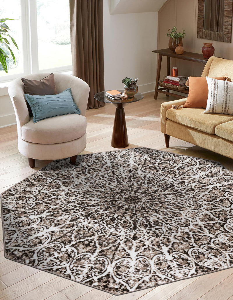 Riviera Elegance Collection Area Rug -  Eze Octagon Brown  lifestyle 8