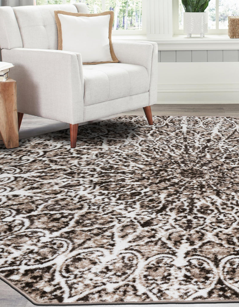 Riviera Elegance Collection Area Rug -  Eze Octagon Brown  lifestyle 9