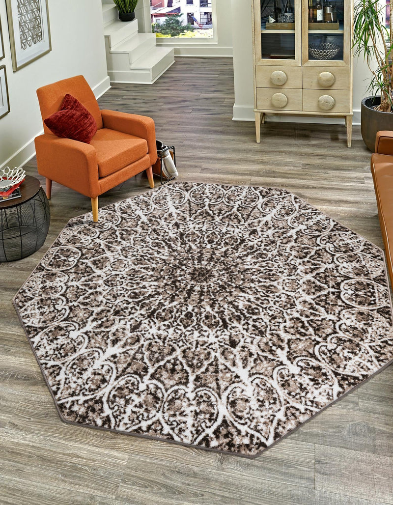 Riviera Elegance Collection Area Rug -  Eze Octagon Brown  lifestyle 11