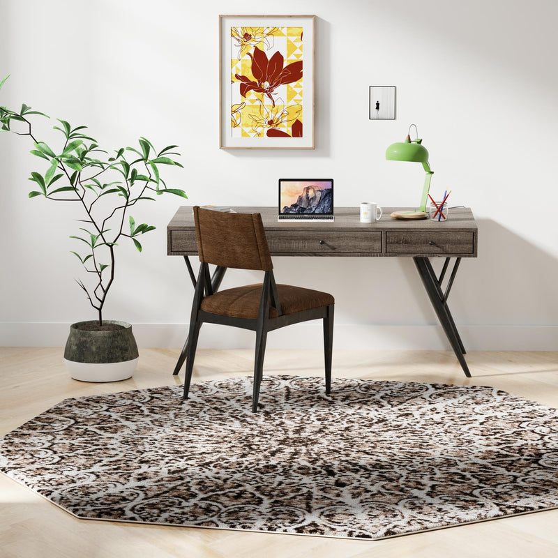 Riviera Elegance Collection Area Rug -  Eze Octagon Brown  lifestyle 35