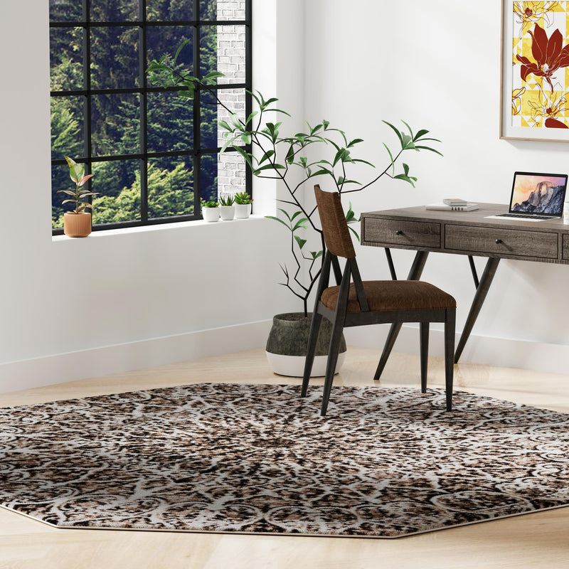 Riviera Elegance Collection Area Rug -  Eze Octagon Brown  lifestyle 36