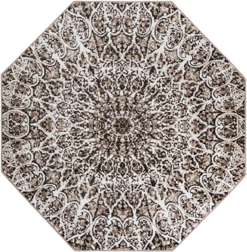 Riviera Elegance Collection Area Rug -  Eze Octagon Brown Main