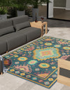 Coastal Terrace Collection Area Rug -  Dunes Rectangle Navy Blue  lifestyle 4