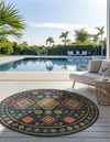 Coastal Terrace Collection Area Rug -  Dunes Round Navy Blue  lifestyle 29