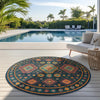 Coastal Terrace Collection Area Rug -  Dunes Round Navy Blue  lifestyle 65