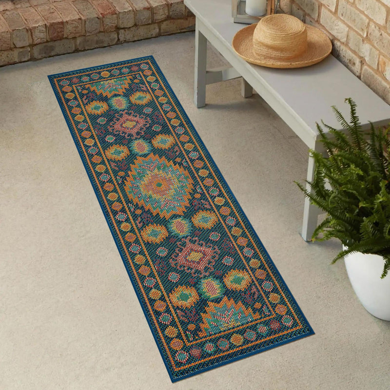 Coastal Terrace Collection Area Rug -  Dunes Runner Navy Blue  lifestyle 24