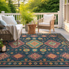 Coastal Terrace Collection Area Rug -  Dunes Square Navy Blue  lifestyle 62