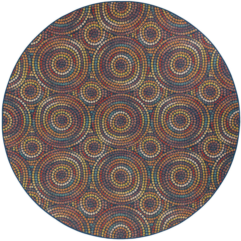 Coastal Terrace Collection Area Rug -  Lagoon Round Multi  lifestyle 18