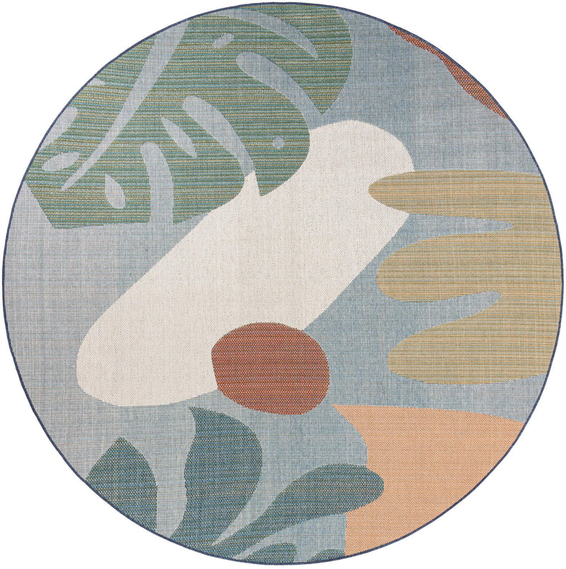 Coastal Terrace Collection Area Rug -  Boardwalk Round Blue  lifestyle 16