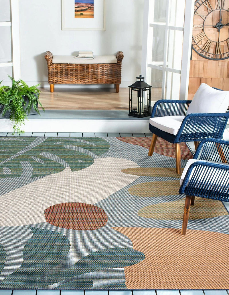 Coastal Terrace Collection Area Rug -  Boardwalk Square Blue  lifestyle 24