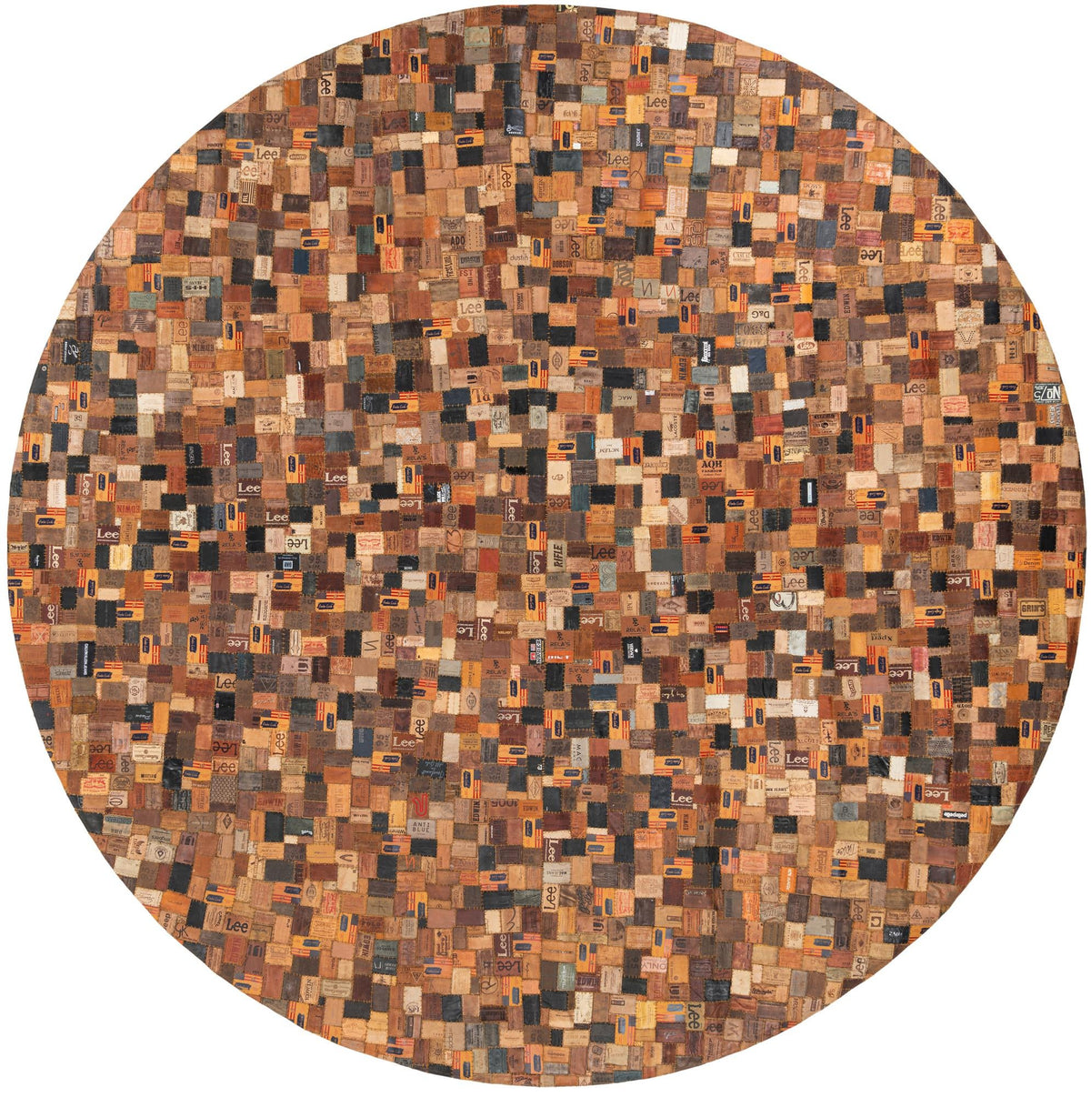 Havana Hide Patchwork Collection Area Rug - Cienfuegos Round Black and Brown Main