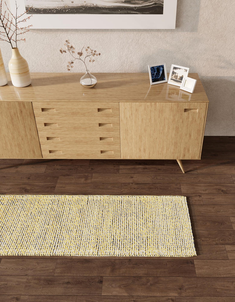 Coastal Haven Striped Jute Collection Area Rug - Marina Runner Yellow and Navy  lifestyle 44