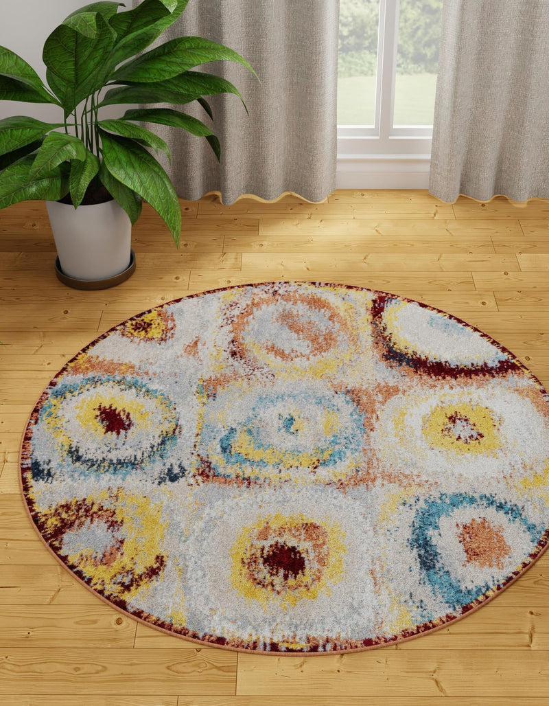 Aegean Elegance Washables Collection Area Rug -  Rhodes Round Multi  lifestyle 24