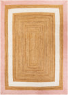 Woven Seaside Jute Collection Area Rug - Nantucket Rectangle Pink White Natural Main