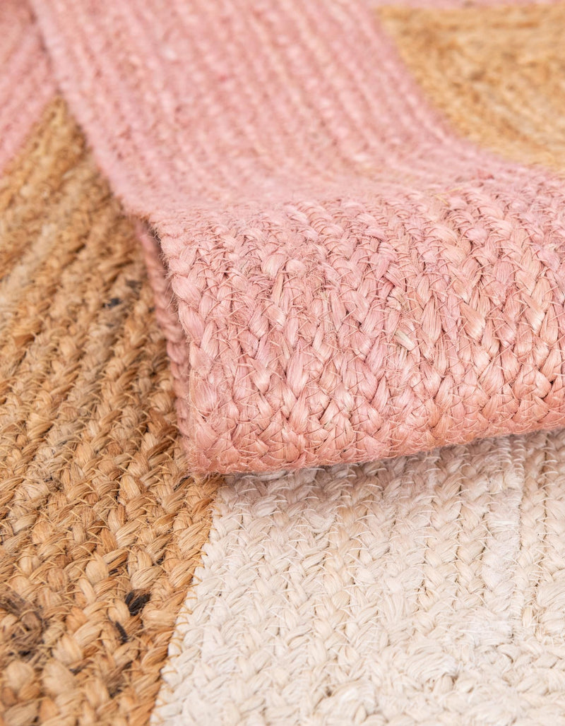 Woven Seaside Jute Collection Area Rug - Nantucket Rectangle Pink White Natural  lifestyle 11