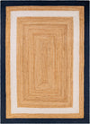 Woven Seaside Jute Collection Area Rug - Nantucket Rectangle Navy Blue White Natural  lifestyle 2