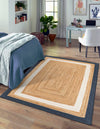 Woven Seaside Jute Collection Area Rug - Nantucket Rectangle Navy Blue White Natural  lifestyle 7