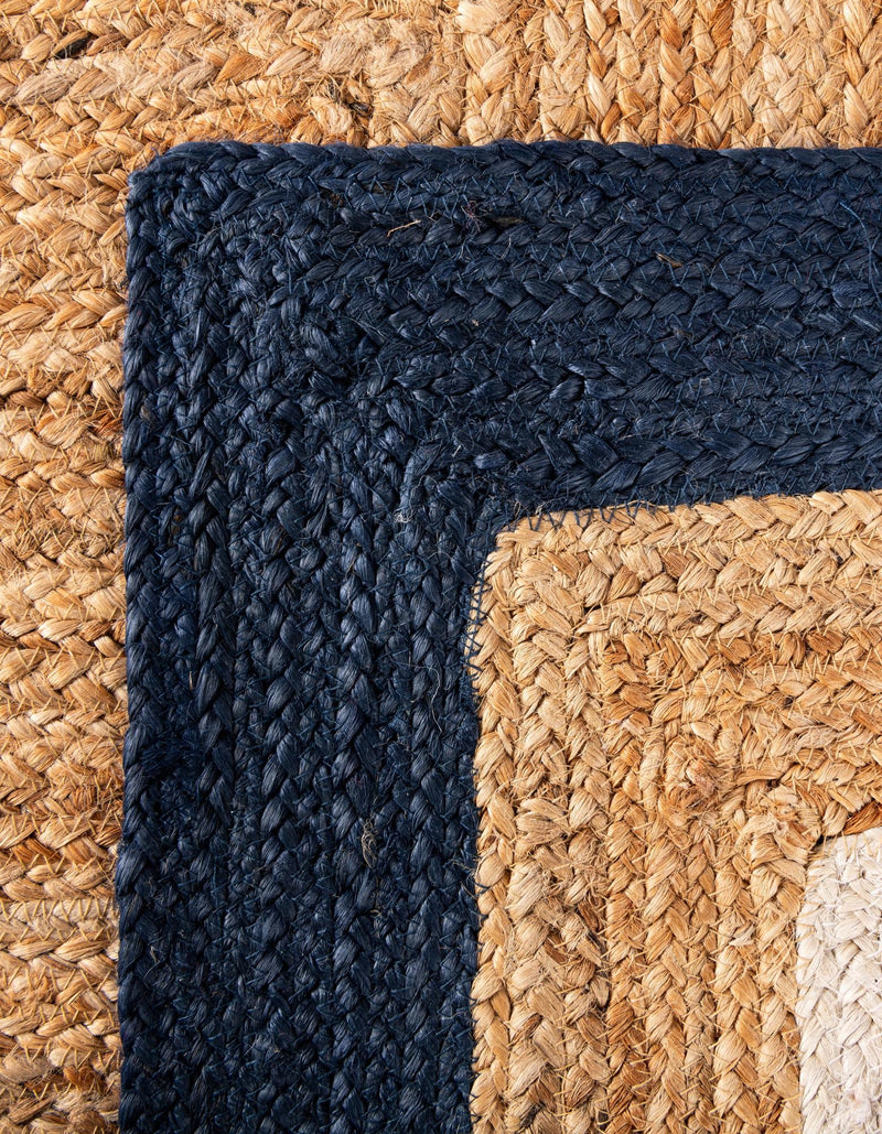 Woven Seaside Jute Collection Area Rug - Nantucket Rectangle Navy Blue White Natural  lifestyle 18