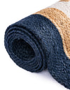 Woven Seaside Jute Collection Area Rug - Nantucket Rectangle Navy Blue White Natural  lifestyle 24