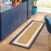 Woven Seaside Jute Collection Area Rug - Nantucket Runner Navy Blue White Natural  lifestyle 63