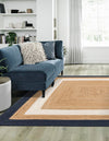 Woven Seaside Jute Collection Area Rug - Nantucket Square Navy Blue White Natural  lifestyle 46