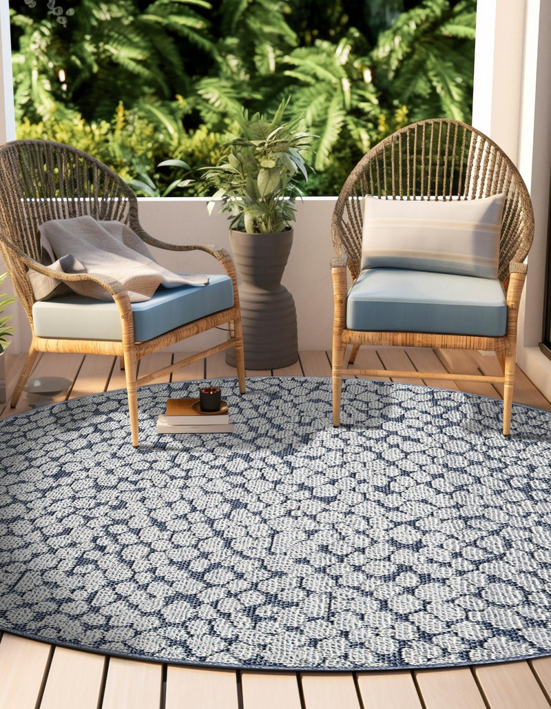 Savannah Escape Collection Area Rug - Mara Round Navy Blue  lifestyle 99