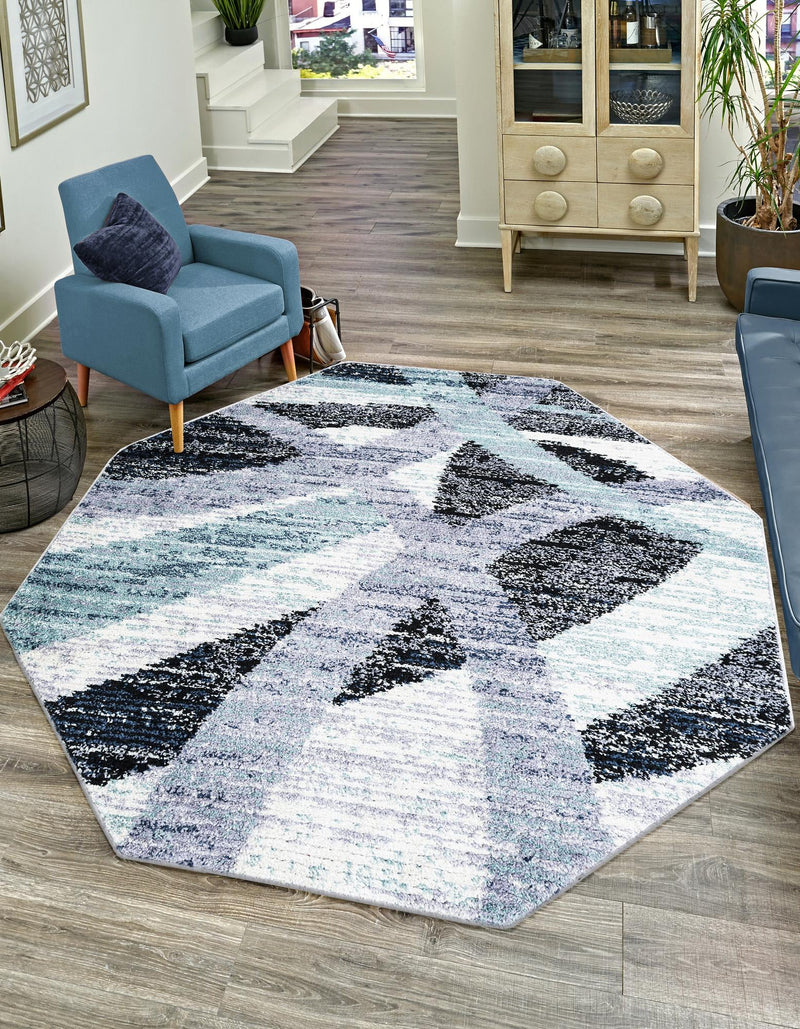 Santa Fe Trails Collection Area Rug -  Navajo Octagon Gray and Ivory  lifestyle 25