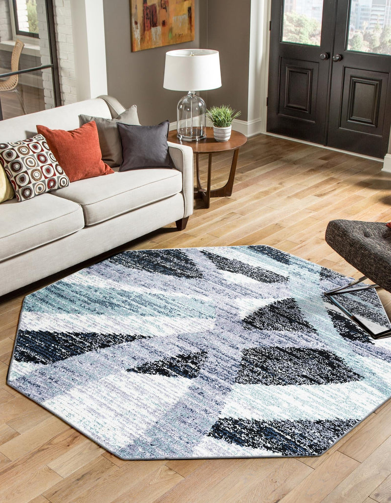 Santa Fe Trails Collection Area Rug -  Navajo Octagon Gray and Ivory  lifestyle 29