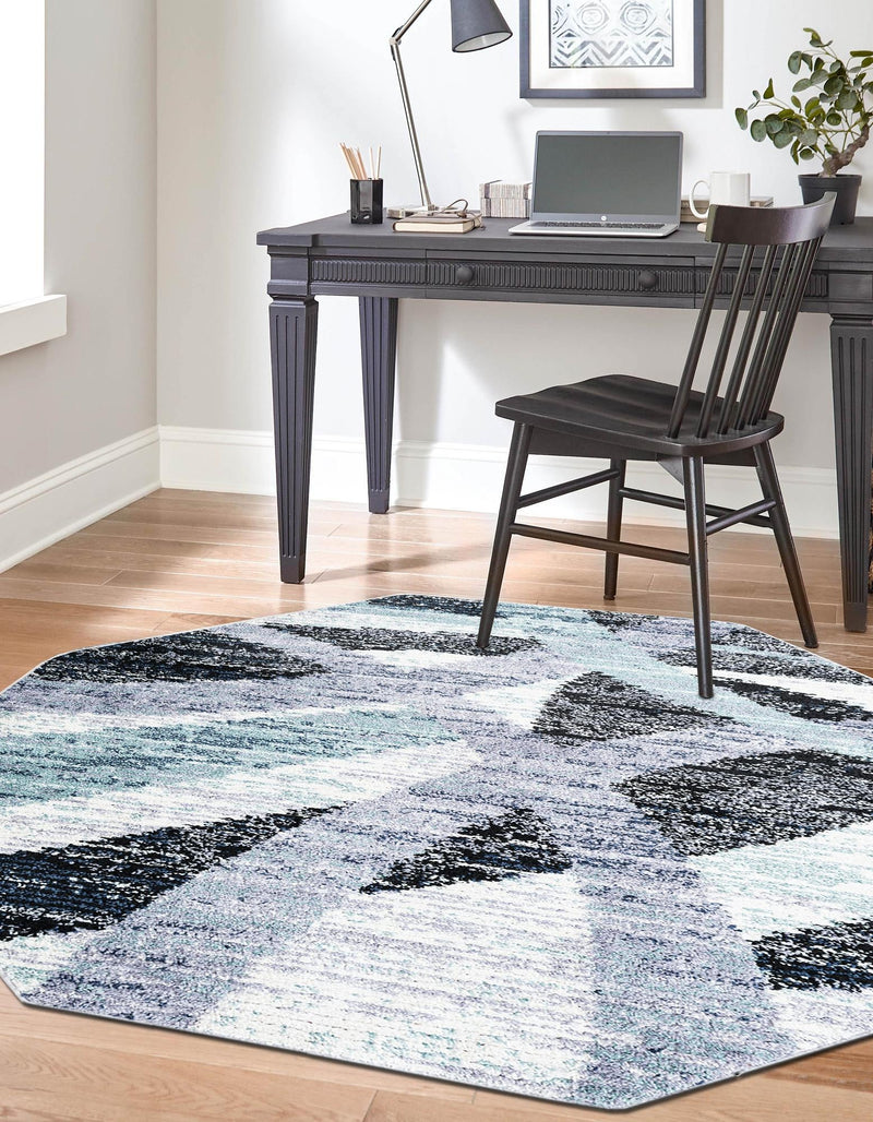 Santa Fe Trails Collection Area Rug -  Navajo Octagon Gray and Ivory  lifestyle 33