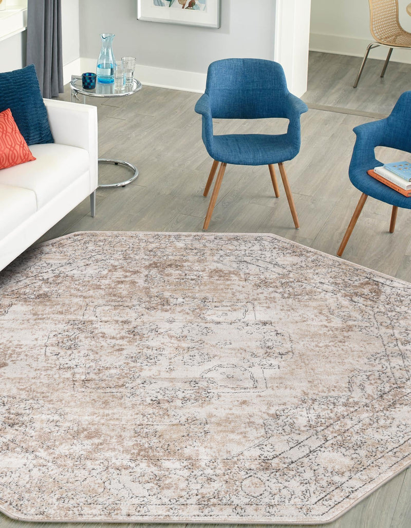 Cascade Range Collection Area Rug -  Baker Octagon Ivory  lifestyle 62