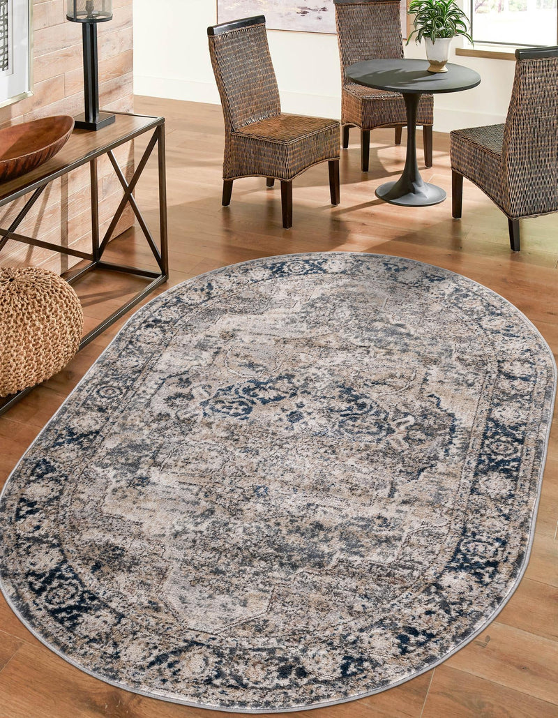 Cascade Range Collection Area Rug -  Baker Oval Gray  lifestyle 5