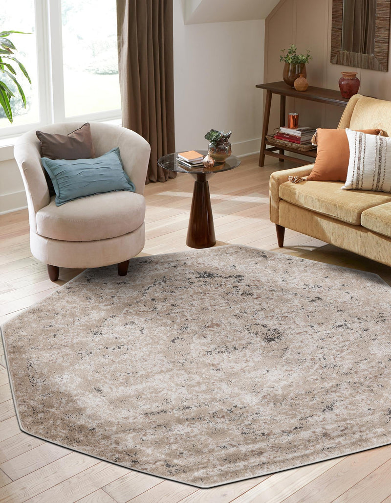 Cascade Range Collection Area Rug -  Jefferson Octagon Beige  lifestyle 6