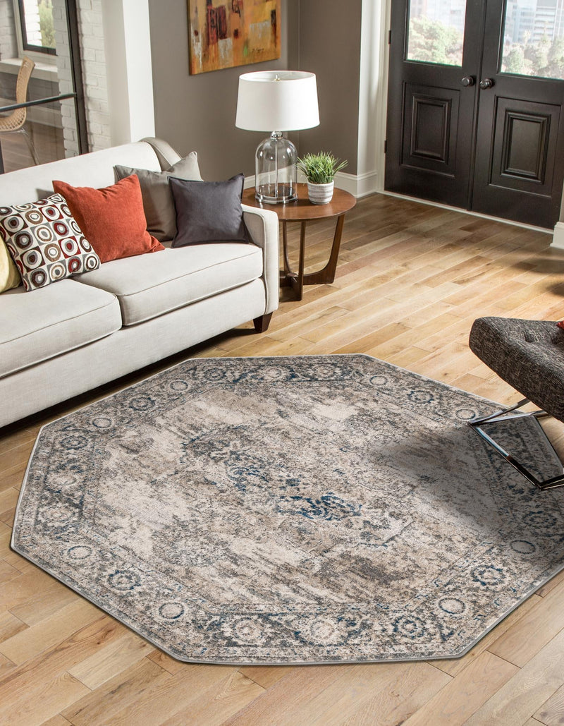 Cascade Range Collection Area Rug -  Baker Octagon Gray  lifestyle 0