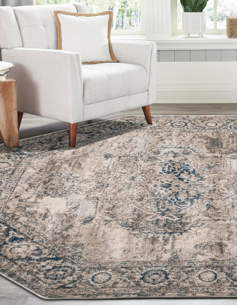 Cascade Range Collection Area Rug -  Baker Octagon Gray  lifestyle 7