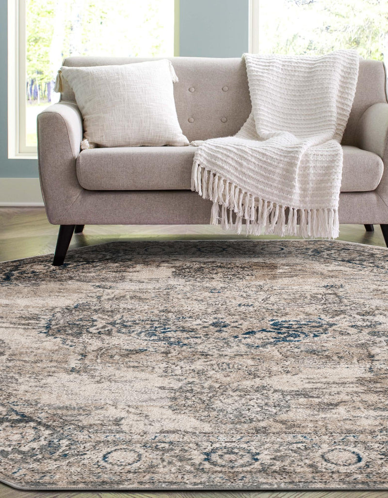 Cascade Range Collection Area Rug -  Baker Octagon Gray  lifestyle 9