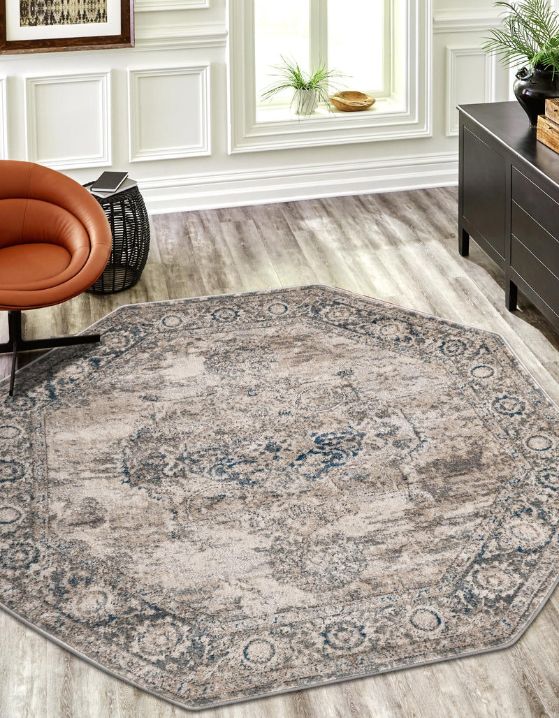 Cascade Range Collection Area Rug -  Baker Octagon Gray  lifestyle 10