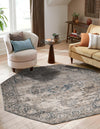 Cascade Range Collection Area Rug -  Baker Octagon Gray  lifestyle 11