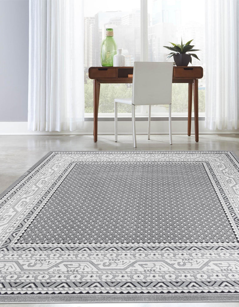 Soho Elegance Collection Area Rug -  Mercer (Gray) Square Gray  lifestyle 27