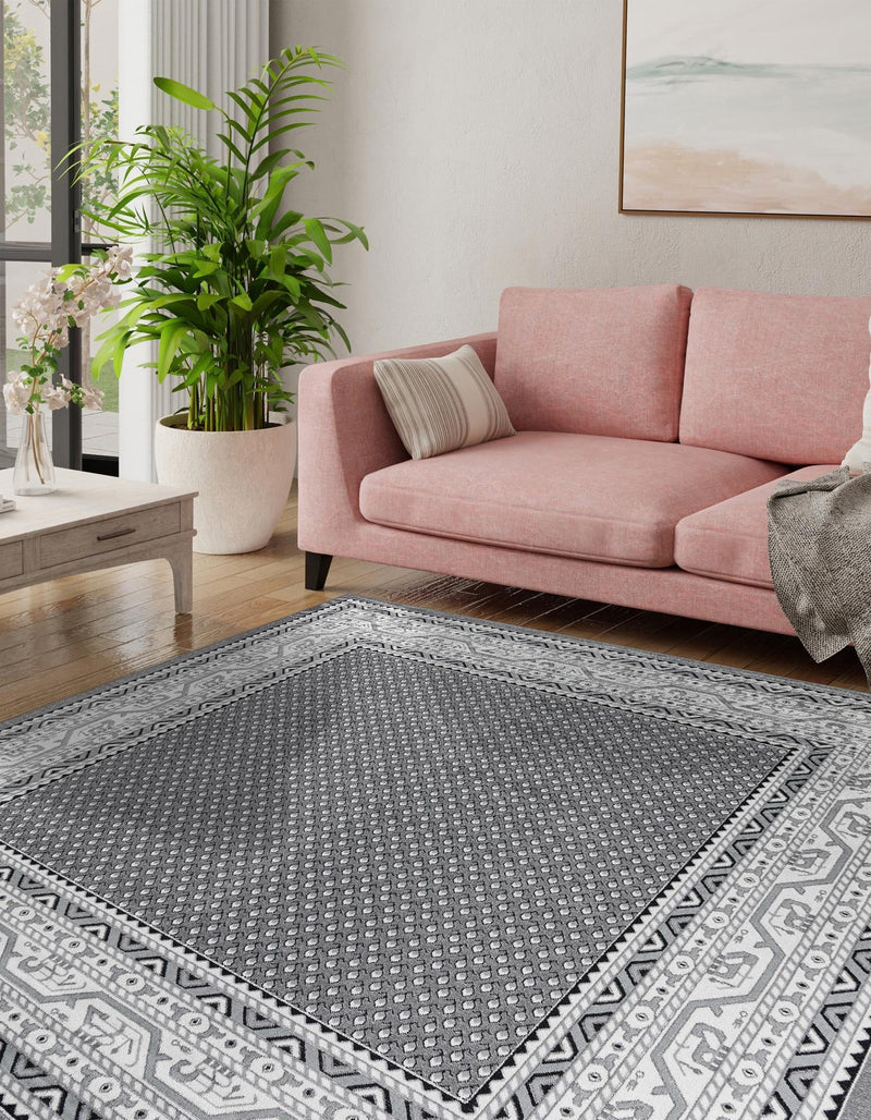 Soho Elegance Collection Area Rug -  Mercer (Gray) Square Gray  lifestyle 53