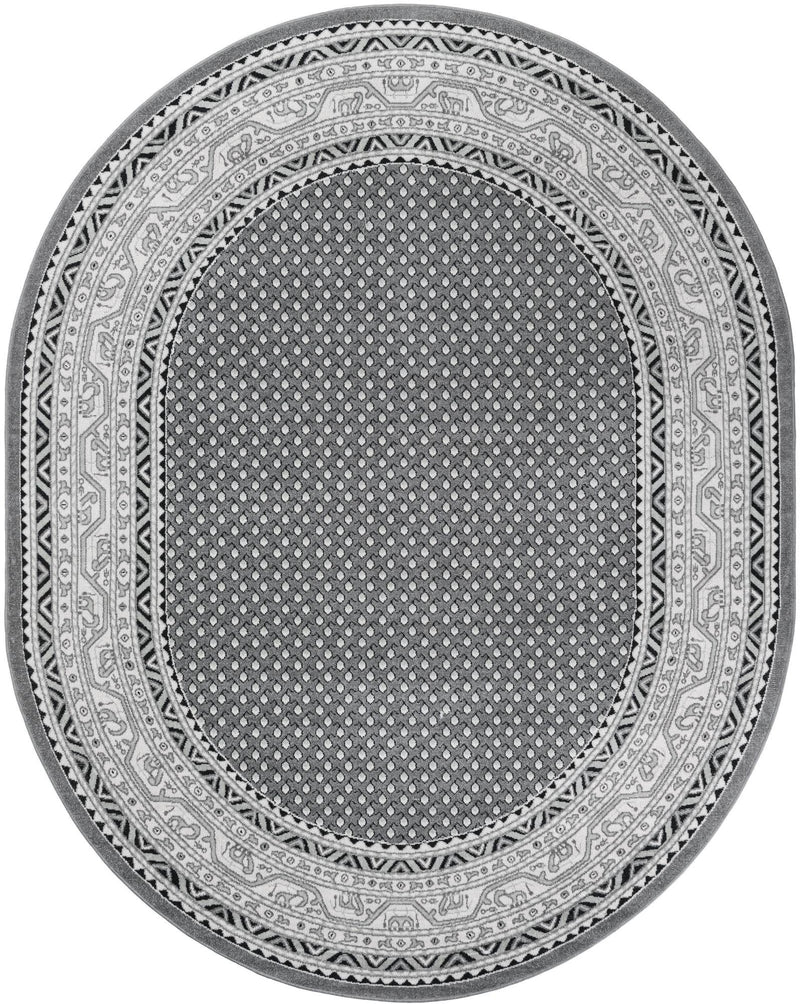 Soho Elegance Collection Area Rug -  Mercer (Gray) Oval Gray  lifestyle 18