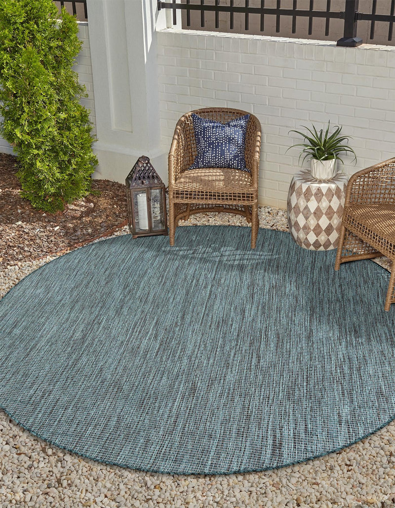 Patio Perfection Collection Area Rug - Veranda (Teal) Round Teal  lifestyle 5