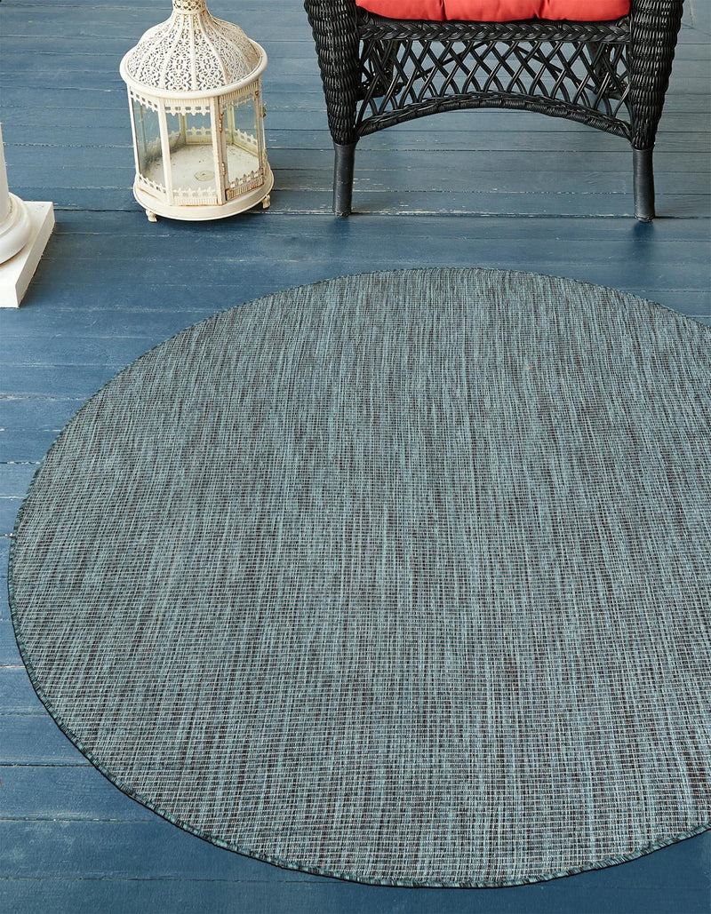 Patio Perfection Collection Area Rug - Veranda (Teal) Round Teal  lifestyle 6